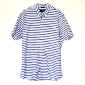 1901 trim fit 100% cotton XL horizontal stripe short sleeve shirt Blue White